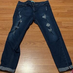 Wax Jean Blue Boyfriend Distressed Denim
